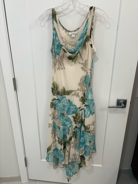 Dress Barn Dresses & Skirts - Vintage Y2K Beaded Floral Cowlneck Handkerchief Dress Barn Midi Dress Size Large